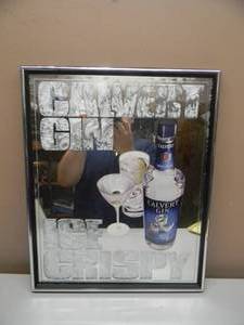 NEW OLD STOCK - VINTAGE CALVERT LONDON DRY GIN ICE CRISPY BAR SIGN  MIRROR - AWESOME PIECE - APPROX 17 By 22 - SEE PICTURES