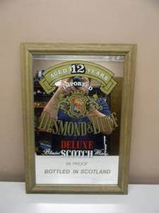 NEW OLD STOCK - VINTAGE DESMOND & DUFF DELUXE SCOTCH BAR SIGN  MIRROR - AWESOME PIECE - APPROX 15 By 22 - SEE PICTURES