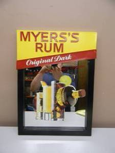 NEW OLD STOCK - VINTAGE MEYERS RUM ORIGINAL DARK BAR SIGN  MIRROR - AWESOME PIECE - APPROX 16 By 22 - SEE PICTURES
