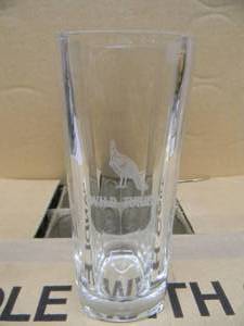 NEW OLD STOCK - WILD TURKEY ETCHED BAR GLASSES (FULL NEVER USED CASE OF 24 GLASSES) - AWESOME PIECES - SEE PICTURES