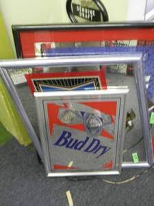NEW OLD STOCK - 3 LARGE BEER BAR SIGN  MIRRORS - COOL SET - SEE PICTURES