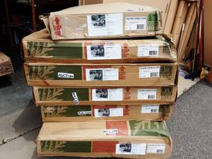 NEW In Box 6 Piece Cedar Looks-White Cedar Dining Table With 4 Chairs & 1-Round Coffee Table