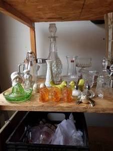 Lot Of Crystal Decanters, Salt & Peppers, Vases