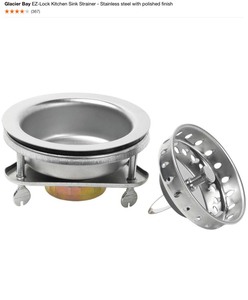 Glacier Bay EZ-Lock Kitchen Sink Strainer - Stainless Steel with Polished Finish. See Pictures