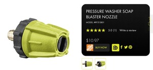 RYOBI Pressure Washer Soap Blaster Nozzle. See Pictures
