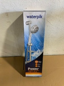 Waterpik PowerSpray 12-Spray Hand Held Shower Head with Slide Bar in Chrome. See Pictures