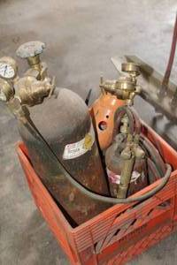 Acetylene Welding Set with Plastic Milk Crate - Tanks, Hoses, Regulators
