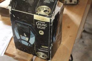Hampton Bay Cast AluminumBent Beveled Glass Outdoor Ceiling Light (in original box)
