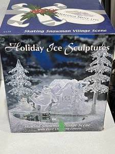 Skating Snowman Village Scene