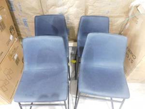 lot 3 image: Walker Edison Furniture Company 18 Industrial Faux Leather Dining Chair, set of 4 - Navy Blue