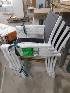 lot 5 image: StyleWell Marivaux Black and White 4-Piece Steel Outdoor Patio Black Sling Chairs