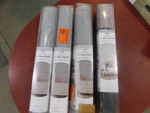 lot 24 image: (3) NuWallpaper Grey Salvaged Wood Vinyl Strippable Wallpaper (Covers 30.75 sq. ft.)