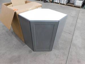 lot 71 image: Gray corner Cabinet 24x30 wall corner.