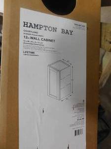 lot 72 image: Hampton Bay Courtland Shaker Assembled 12 in. x 30 in. x 12 in. Stock Wall Kitchen Cabinet in Polar White Finish