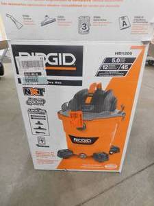 lot 85 image: RIDGID 12 Gal. 5.0-Peak HP NXT WetDry Shop Vacuum with Filter, Hose and Accessories