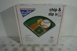 lot 165 image: Boston Warehouse Baseball Theme Chip and Dip Set