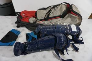 lot 195 image: Rawlings Catcher Shin Pads in Easton Gear Bag - Medium