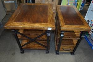 lot 8 image: Rustic Look Side Table Set