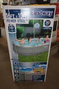 lot 55 image: NEW Bestway 16 x 10 Power Steel Above Ground Pool - 42 Deep