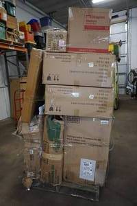 lot 236 image: Pallet of Repairables - Air Fryer, Refrigerator, Furniture, Microwave