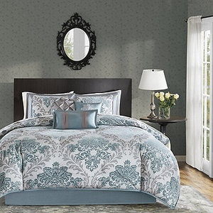 lot 16 image: NEW Madison Park Larissa 7 Piece Comforter Set - Queen