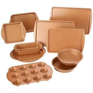 lot 35 image: NEW 10 Piece Copper Non Stick Ceramic Bakeware Set