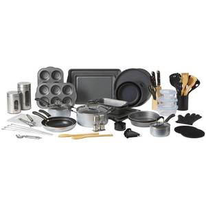 lot 57 image: NEW 72 Piece Complete Kitchen in a Box - Black