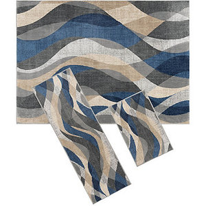 lot 191 image: NEW Tayse Modern Wave Contemporary Rug Set