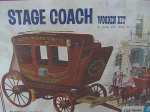 lot 281 image: Set of Two Craft Master Stage Coach Wooden Model Kits - See photos