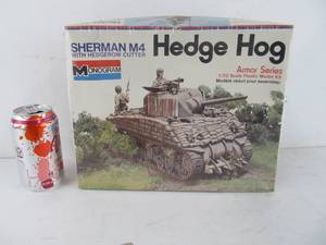 lot 301 image: Vintage Monogram Armor Series Sherman M4 Hedge Hog wHedgerow Cutter
