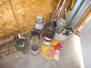 lot 128 image: Large Assorted Corner Lot- Lawn Darts, Bird feeders, Driveway Markers, and So Much More