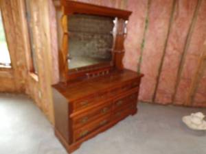 lot 133 image: Dresser, Queen size Headboard, Dresser with Mirror