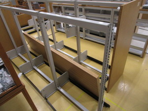 lot 363 image: Double Sided Bookshelf wAdjustable Shelves 25x56 18 Overall (see pics for shelves)
