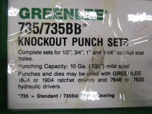 lot 33 image: Greenlee Knockout Punch Set 78 to 1 1116