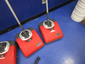 lot 47 image: (3) Moto Mop Battery Powered Floor Scrubbers (2 units need batteries)