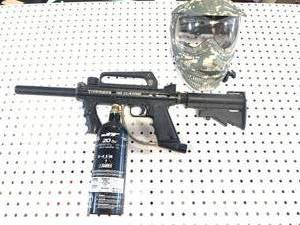 lot 45 image: TIPPMANN 98 CUSTOM PAINTBALL GUN, MASK, HOPPER, CO2 TANK