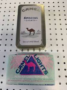 lot 63 image: Vintage Camel Lights Tin & Matches