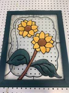 lot 66 image: Vintage Framed Glass Art 16 x 20 Inches
