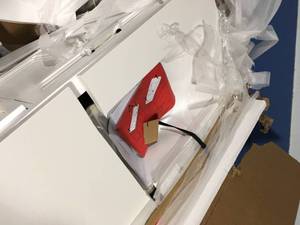 lot 18 image: Home Decorators Collection Mayfield 72 in. W x 22 in. D Bath Vanity in White with Cultured Marble Vanity Top in White with White Basin - TOP HAS DAMAGE - Review all pictures