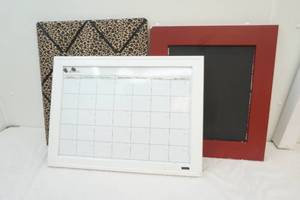 dry erase board, pin board, and chalkboard