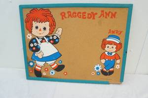 vintage Raggedy Ann push pin board