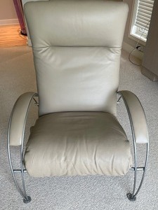 Lovely Taupe Leather Recliner by Laufer