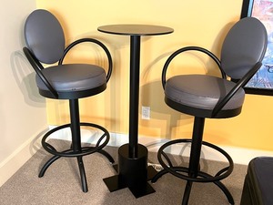 Small Contemporary Style Pub Table and Two Bar Stools