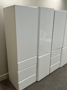 Pair of Contemporary White Lacquer Cabinets by Rougier