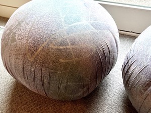Pair of Pouf Contemporary Style Ottomans