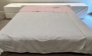 King Size Platform Bed and Attached Nightstands by Rougier