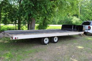 lot 302 image: Aluma LTD 20 Dual Axle Flatbed Snowmobile Trailer