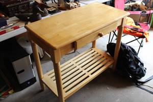 lot 344 image: Wood Kitchen Prep Table 2-tier