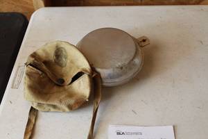 lot 363 image: Vintage Military Covered Food Dish with Case
