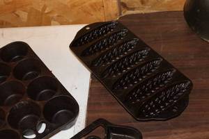 lot 377 image: Lot of (3) Cast Iron Muffin Cookware